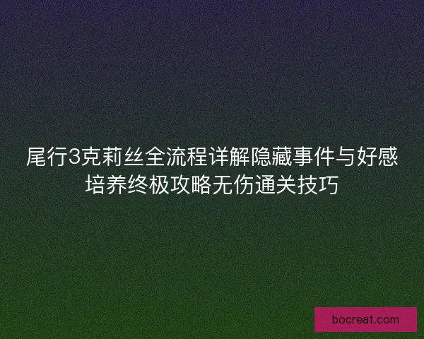 尾行3克莉丝全流程详解隐藏事件与好感培养终极攻略无伤通关技巧 尾行3克莉丝全流程详解隐藏事件与好感培养终极攻略无伤通关技巧