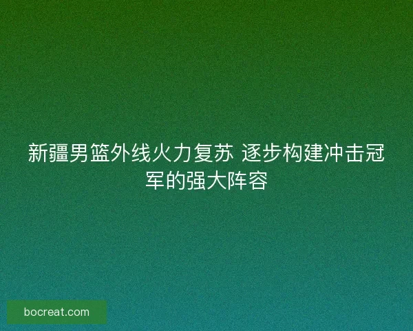 新疆男篮外线火力复苏 逐步构建冲击冠军的强大阵容