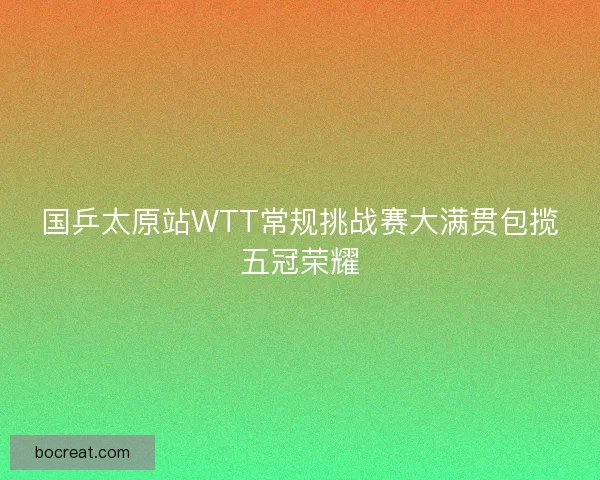 国乒太原站WTT常规挑战赛大满贯包揽五冠荣耀
